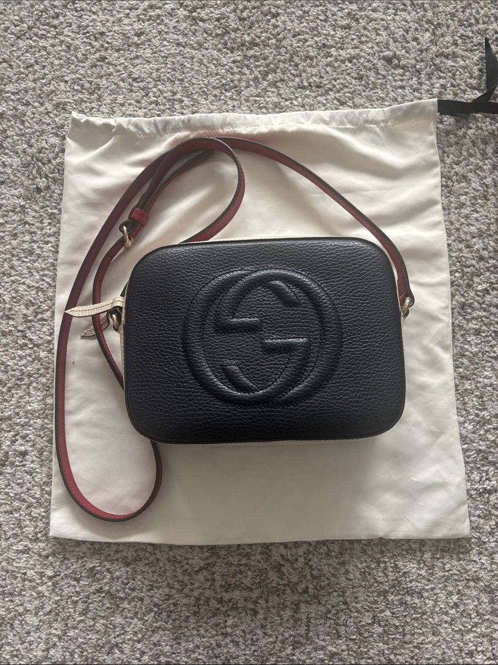 Gucci Blue Leather Crossbody Camera Bag